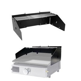 PHYESUVIN Universal Wind Guard and Warming Rack Fit for Griddle Without a Hood from 16" to 28", Wind Screen and Cooking Grid BBQ Griddle Accessories for Blackstone and Other Griddle