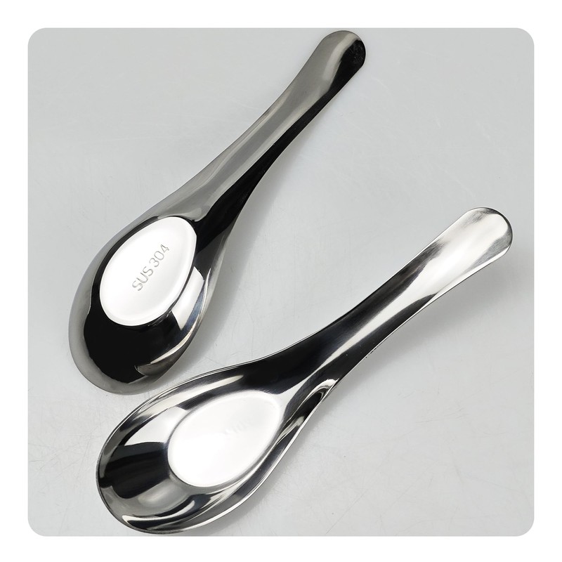 AUXBC 5PCS 5.5” Stainless Steel Soup Spoons, Mirror Polished Long