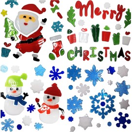 16 Sheets Christmas Window Stickers, Christmas Gel Clings