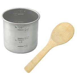 Stainless Steel Rice Measuring Cup + Rice Paddle Scoop Spatula Bamboo - Replacement for Japanese Electric Rice Cooker (1 Rice Cup + 1 Paddle)