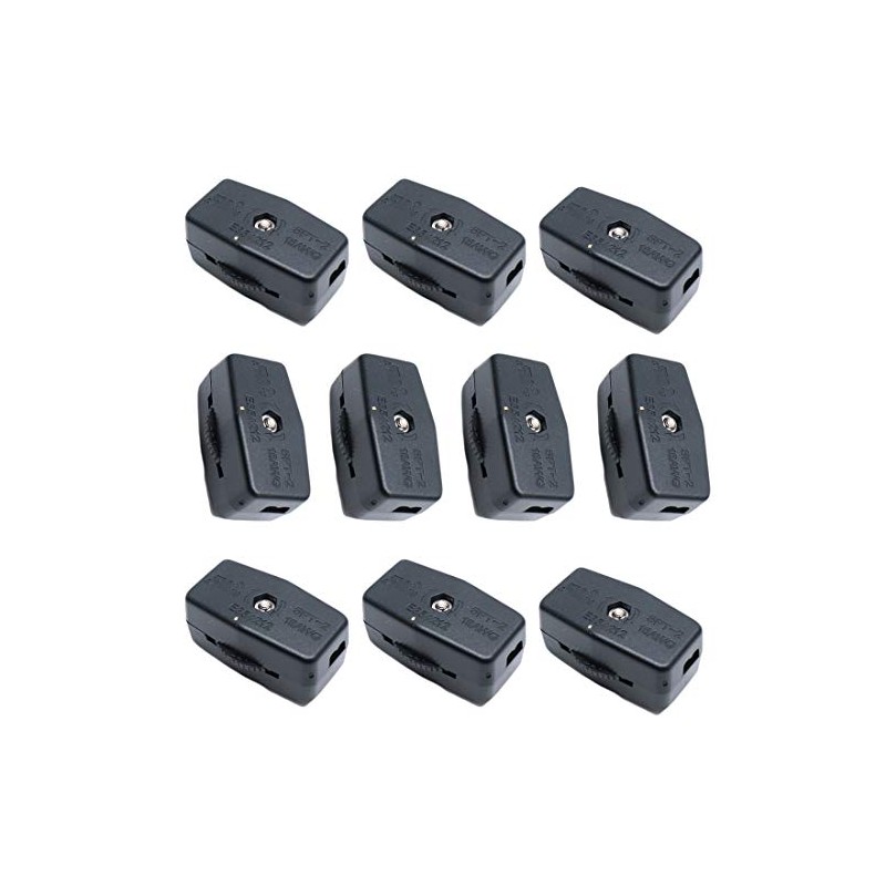 Luomorgo 3A 125VAC Lamp Black Inline Rotary Cord Switch 10pcs