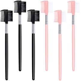 IONPSHG 6Pcs Eyelash Comb and Eyebrow brush Dual Side Eyelash Comb and Eyebrow Brush Makeup Eyelash Comb Nylon Eyelash Brush Eyelash Brush Comb Set Portable Spoolie Brushes for Eyelashes Extension