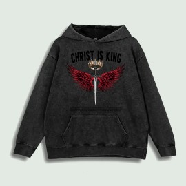 Christ Is King Graphic Hoodie 100% Cotton US Warehouse 6 ColorsColor: Red, Size: M