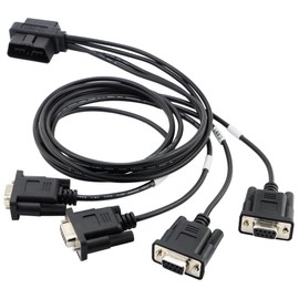 OLLGEN 2.1M 6.9ft 1 OBD Male Interface to DB9 Serial RS232 4 Female Port OBD2 OBDII 16 Pin OBD Cable Adapter Diagnostic Extension Cord Connector (OBD Male/Female Port to DB9 Cable)