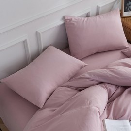 TazmKezm Purple 100% Cotton Pillowcases Standard Size 2 Pack Envelope Closure Linen Feel Textured Natural Soft and Durable 20x26 Inch Purple Pillow Cases