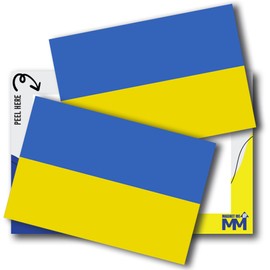 Ukraine Flag Decal Stickers - 2 Pack 3x5 Inch Vinyl Adhesive Decals for Cars, Trucks, Laptops, Toolboxes – UV Printed Weatherproof Ukrainian Flag, Fade Resistant, Made in USA
