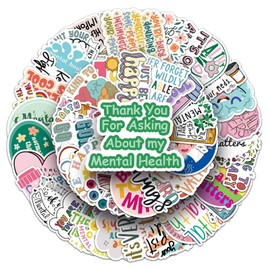 Pack of 100 Mental Health Stickers Car Laptop Phone Guitar Skateboard Motorcycle Bicycle Mental Health Stickers Set Vinyl Waterproof Aesthetic Stickers for Teenagers Children Adults