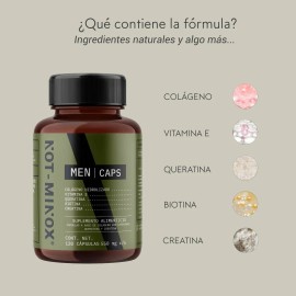 120 Cápsulas Not Minox Para Crecimiento de Cabello Barba y Bigote Multivitamínico para Hombre con Colágeno Hidrolizado Biotina Queratina y Vitamina E