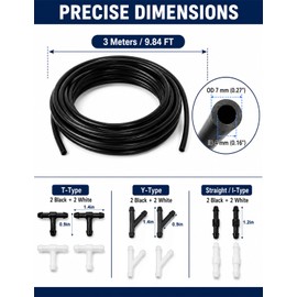 3-Meter(9.84ft) Windshield Washer Hose Kit with 12 Connectors for Vehicles
