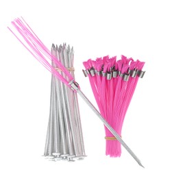 Trail Chasers Ground Markers Pink 6 Inch Whiskers with Lightweight Non-Rust Aluminum Stakes (Pack of 25) Survey Stakes, Construction Markers, Property Line Markers, Trail Markers