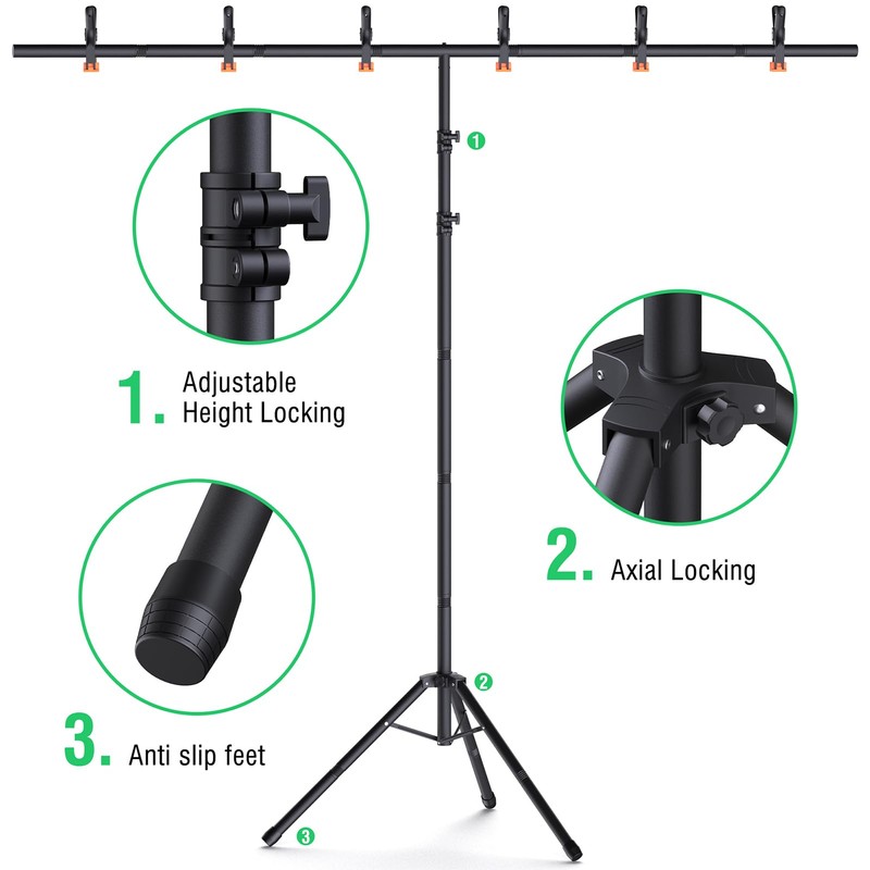 Forlogic Green Screen Backdrop Kit with Stand, 8x7.2ft Portable GreenScreen