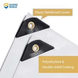 GUARD SHIELD Extreme Heavy Duty White Poly Tarp 12x20 Feet Cover Waterproof Tarps 20mil Thick UV and Tear Resistant Tarpaulin