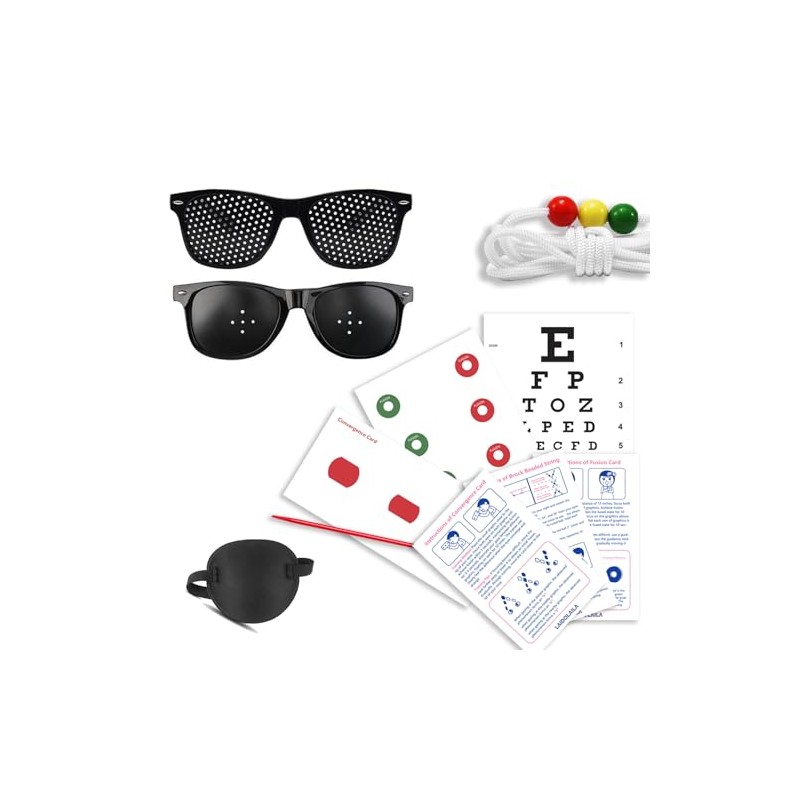 7.5 ft Vision Convergence Beads Training Kit – Includes Snellen Eye Chart,
