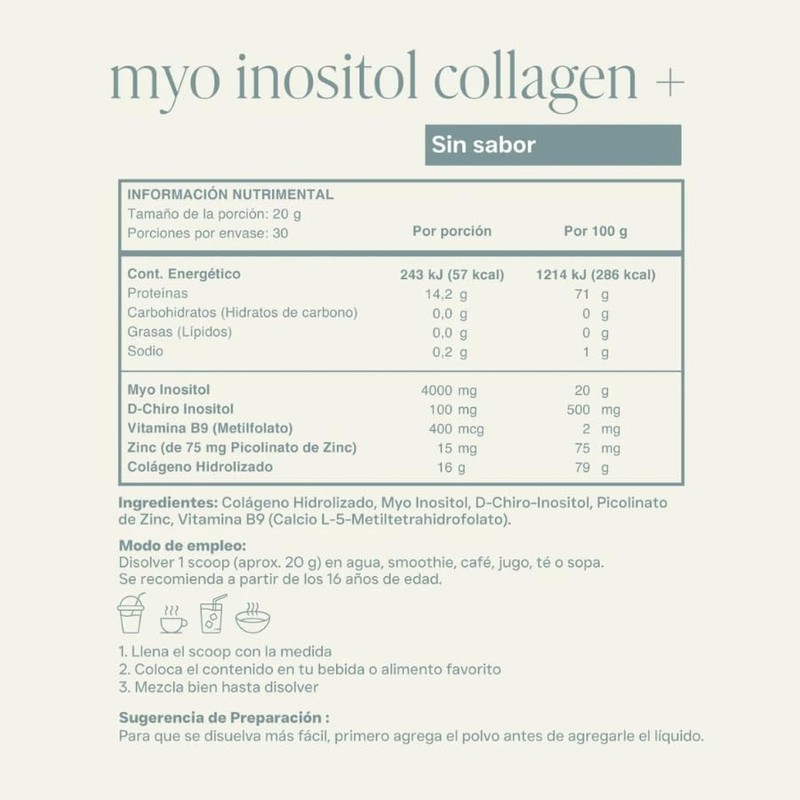 reset wellness 15 Sobres de Myo inositol Collagen+ Sin Sabor