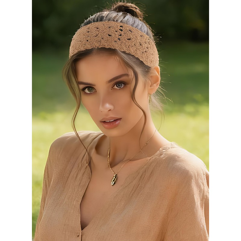 Handmade Crochet Boho Headbands for Women, Adjustable Tie Knit Hippie