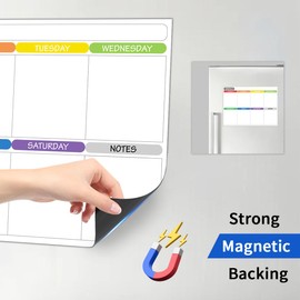 Weekly Planner Wipe Clean Magnetic Board Weekly Plan Whiteboard Shopping List Household Planner Food Planner To Do List Calendar Weekly Plan Children with 3 Pens + 1 Sponge Board Eraser (Cleur)