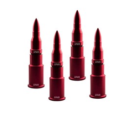 TRUE SPIKE 4 pc RED Bullet Tire Air Valve Stem CAPS Cover in Heavy Gauge CNC Machined Billet Aluminum Short Compatible with Passenger Cars Autos Automobiles