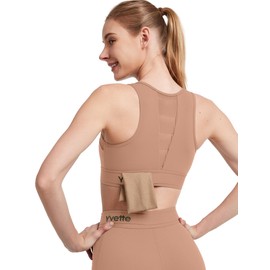 Yvette Sports Bra, Strong Hold with Front Closure, Back Fitness Running Bra, red, L