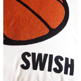 DECOPOW Embroidered Basketball with Swish Throw Pillow Cover,Square 18 inches Decorative Canvas Pillow Cover with Swish Pattern,Cover Only (Swish)