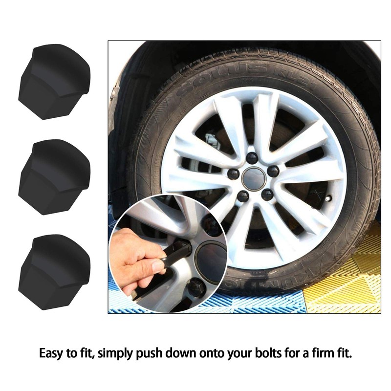 Be In Your Mind 20Pcs Black Wheel Nut Caps Hub