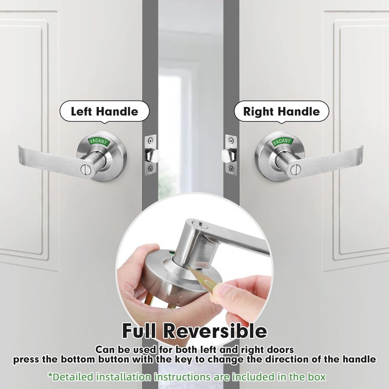 Malimali Commercial Door Handle with Occupied Sign, Bathroom Door Handle