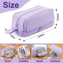 XFSRG School Pencil Case Large Capacity Pencil Case 4 Compartments Girls Pencil Case Organizer Durable Pencil Case for School and Office, purple, Pencil Cases