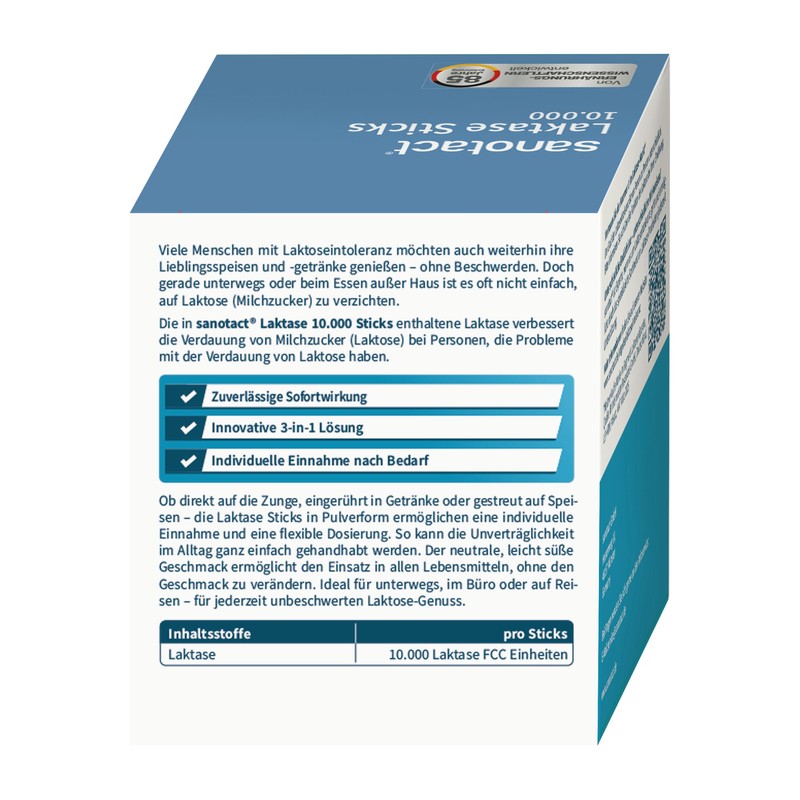 sanotact Laktase Sticks 10.000 – 30 Sticks – 3-in-1 Laktase