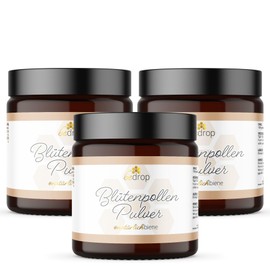 bedrop Blossom Pollen Powder, Bee Pollen Powder, Ground Natural & Beekeeper Quality without Additives from Sustainable EU Production, 60 g (Economy Set: 3 x 60 g Powder)
