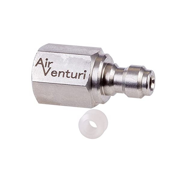 Air Venturi Male Quick-Disconnect, 1/8 BSPP Female Threads, Steel, Rated to 5000 PSI, Incl. Delrin Seal