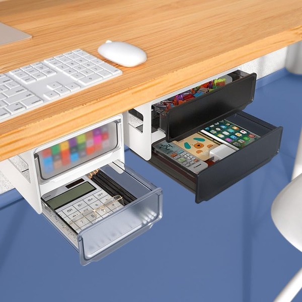 Under Desk Drawer Organizer - Double Drawer Slide-Out Storage with