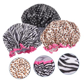 Baluue 3pcs Double Layer Shower Cap Household Shower Hat Household Hat Women Hat Lovely Hat Ladies Hats Daily Use Women Sleep Hat Satin Hair Cap Hats Women Beanie Peva