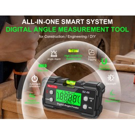 NJTY Digital Inclinometer with Backlit Display, ±0.3° Accuracy, Dual Magnetic Base, Absolute/Relative Measurement, Hold Function, for Construction, Woodworking & Machinery Alignment
