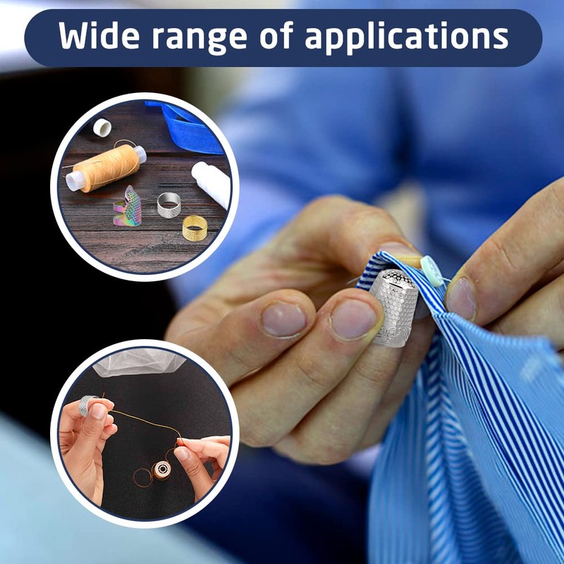 JUAYING 10 PCS Hand-Working Sewing Thimble, Metal Finger Shield Ring,