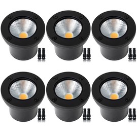 EAGLOD 12W Ground Light, Low Voltage Lanscape Well Lights, 12V~24V AC/DC Black In-Ground Light Waterproof Landscape Lighting for Garden,Fence,Patio,Tree (Warm Withe)