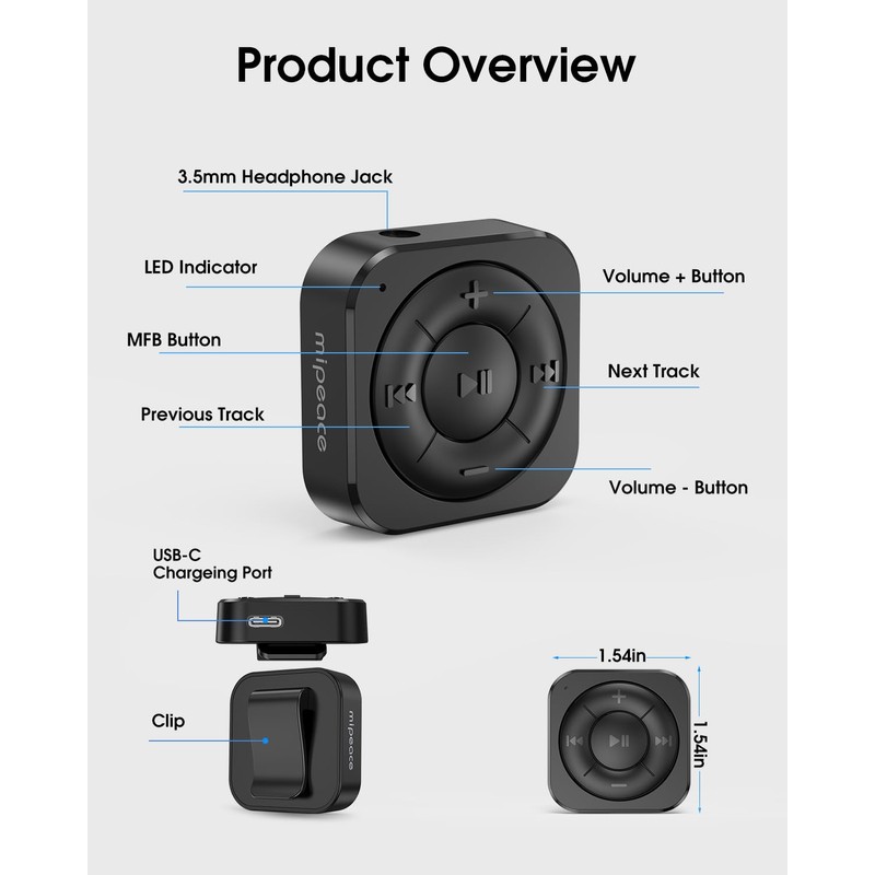 MIPEACE Bluetooth Receiver, 5.3 Bluetooth Audio Adapter for Wired Headphones,