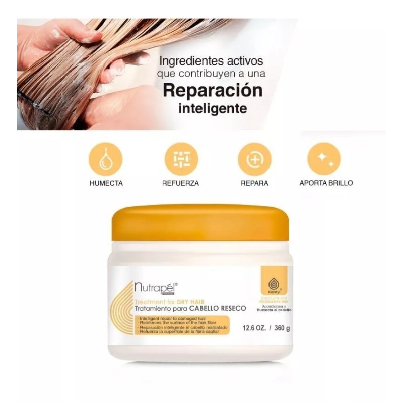 Nutrapel Tratamiento Reparación Cabello Reseco 360gr 2piezas