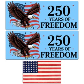 America’s 250th Anniversary Car Magnet Set, Large Patriotic Eagle & USA Flag Magnetic Decals, 250 Years of Freedom Reflective PVC Vehicle Magnets for Car Truck SUV, Fridge or Metal Door, 3 Pack