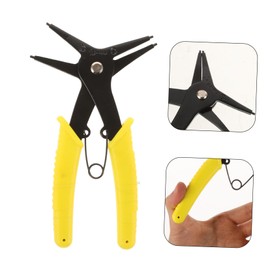 ULTECHNOVO Circlip Pliers Snap Ring Pliers Split Ring Pliers Spring Loaded Pliers for Removing C Clip Pliers Mechanic Tools Curved Pliers Heavy Duty Spring Loaded Pliers Yellow 45# Steel