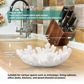 Accessoryway White Coral Textured Decorative Bowl,9.45" Medium Resin Decorative Centerpiece Bowl for Coastal Beach theme house table centerpiece decorations & Nautical decorations for coffee table