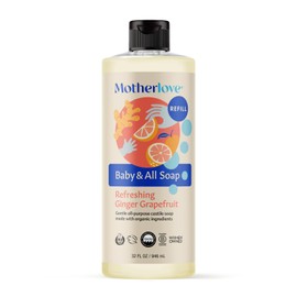 Motherlove Baby & All Soap (32 oz) Gentle Foaming All-Purpose Castile Soap Made with Organic Ingredients – Refreshing Ginger Grapefruit