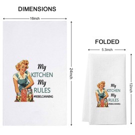 KUIYAI Retro Sassy Dish Towels Funny Towel Housewarming Gift Dish Cloth Tea Towel (my kitchen my rule)