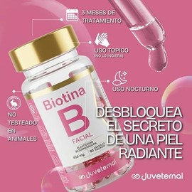 Cápsulas Faciales de Biotina 90 cápsulas Twist-Off Nutre, Hidrata y Fortalece tu Piel
