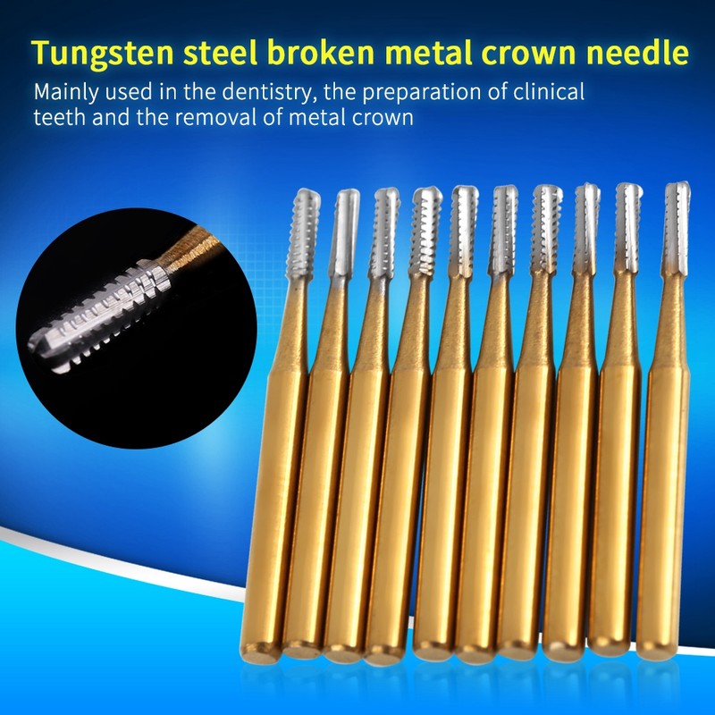 10pcs /set High Speed Dental Tungsten Steel Crown Metal Cutting