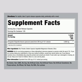 Piping Rock Fenugreek Capsules | 2000mg | 240 Pills | Supplement for Women and Men | Concentrated Seed Extract | Non GMO, Gluten Free
