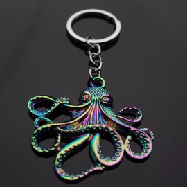 Unbranded Octopus Tentacles Love Coral Reef Pendant Charm Keychain Key Chain Neon Rainbow