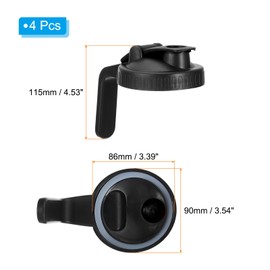 PATIKIL Mason Jar Pour Spout Lids with Handle, 4 Pcs Wide Mouth Flip Cap Pour Lids Airtight Leak-proof Seal, Black
