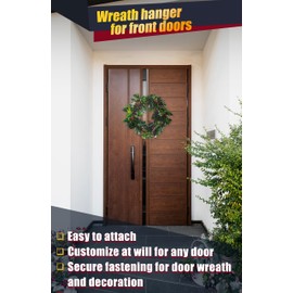 4smile Christmas Wreath Door Wreath Hanger – Stainless Steel Wreath Hanger for Front Door fits Any Front Door – Wreath Hanger for Door Decoration