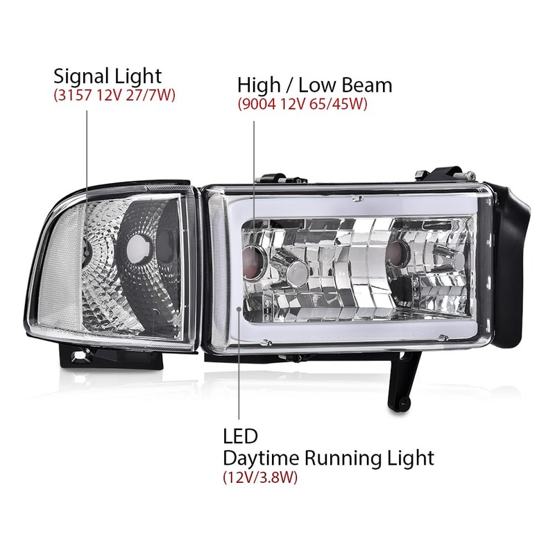 G-PLUS LED Light Bar Headlights w/o Bulbs Compatible with Dodge