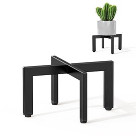 JND Adjustable Plant Stand Indoor Outdoor,Metal Modern Plant Stands, Plant Stand with Adjustable Feet,Low Short Plant Stands,Fit 8-12 inch Pots,Black (Pot & Plant Not Included)