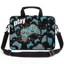 AMARY 15.4" 15.6" laptop sleeve adjustable shoulder strap with handle accessory pocket for men women (Games-1)